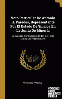 Voto Particular De Antonio H. Paredes, Representante Por El Estado De Sinaloa En La Junta De Minería Voto Particular De Antonio H. Paredes, Representante Por El Estado De Sinaloa En La Junta De Minería