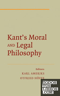 Kant's Legal and Moral Philosophy