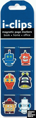 ROBOTS SHAPED I-CLIPS MAGNETIC PAGE MARKERS (SET OF 6 MAGNETIC BOOKMARKS)