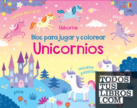 Unicornios bloc para jugar y colorear