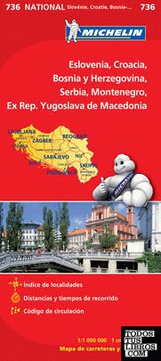 Mapa National Eslovenia, Croacia, Bosnia y Herzegovina, Serbia, Montenegro, Ex Rep. Yugoslava de Macedonia