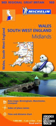 Mapa Regional Wales, South West England, Midlands