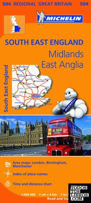 Mapa Regional South East England, Midlands, East Anglia