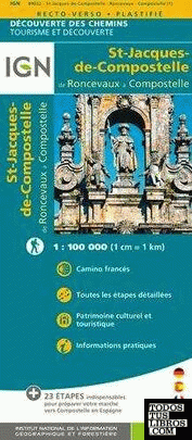 Camino de santiago de Roncesvalles a Santiago 1:100.000