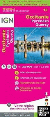 12 occitanie pyrenees quercy 1:250.000 -ign