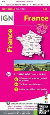 955 france 2019 1:1.000.000 recto-verso plastifiee -ign