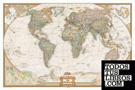 Mapa mural del mundo executive pequeño plastificado. 100x70 cm. Español. National Geographic