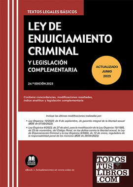 Ley De Enjuiciamiento Criminal Y Legislación Complementaria De S.L ...