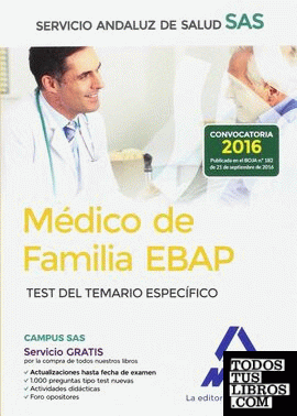 Médico de Familia EBAP del Servicio Andaluz de Salud. Test del Temario Específico
