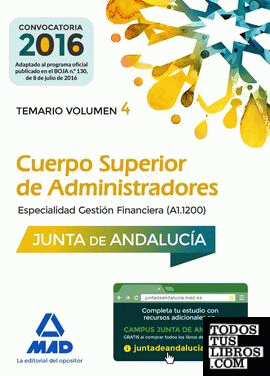 Cuerpo Superior de Administradores [Especialidad Gestión Financiera (A1 1200)] de la Junta de Andalucía. Temario Volumen 4