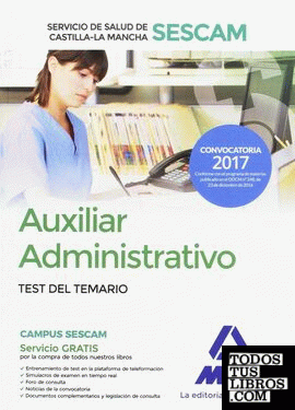 Auxiliar Administrativo del Servicio de Salud de Castilla-La Mancha (SESCAM). Test del temario