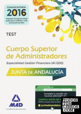 Cuerpo Superior de Administradores [especialidad Gestión Financiera (A1 1200)] de la Junta de Andalucía. Test