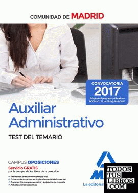 Auxiliar Administrativo de la Comunidad de Madrid. Test del temario