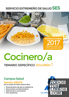 Cocinero/a del Servicio Extremeño de Salud (SES). Temario Específico volumen 1