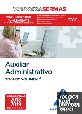 Auxiliar Administrativo del Servicio de Salud de la Comunidad de Madrid. Temario Volumen 3