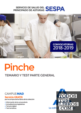 Pinche del Servicio de Salud del Principado de Asturias (SESPA). Temario y test Parte General