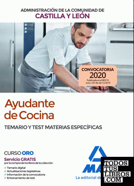 Ayudante de Cocina de la Administración de la Comunidad de Castilla y León. Temario y test materias específicas