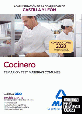 Cocinero de la Administración de la Comunidad de Castilla y León.Temario y test materias comunes