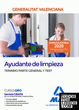 Ayudante de limpieza de la Administración de la Generalitat Valenciana. Temario parte general y test