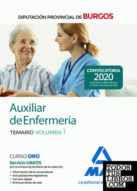 Auxiliar de enfermería de la Diputación Provincial de Burgos. Temario Volumen 1