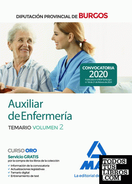 Auxiliar de enfermería de la Diputación Provincial de Burgos. Temario Volumen 2