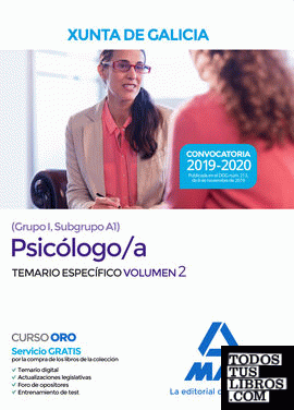 Psicólogo/a de la Xunta de Galicia (Grupo I, Subgrupo A1). Temario  específico volumen 2