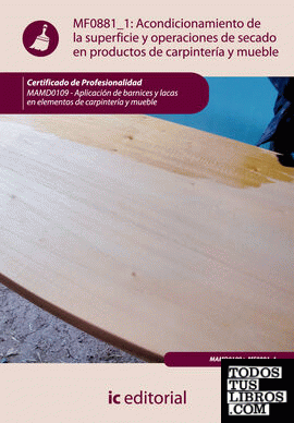 Acondicionamiento de la superficie y operaciones de secado en productos de carpintería y mueble. MAMD0109 - Aplicación de barnices y lacas en elementos de carpintería y mueble