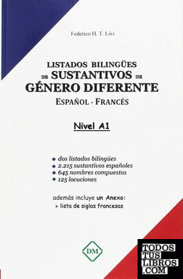 LISTADOS BILINGUES DE SUSTANTIVOS DE GENERO DIFERENTE ESPAÑOL-FRANCES NIVEL A1