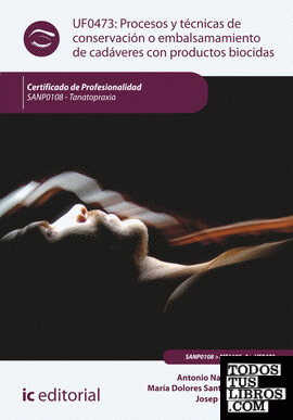 Procesos y técnicas de conservación o embalsamamiento de cadáveres con productos biocidas. SANP0108 Procesos y técnicas de conservación o embalsamamiento de cadáveres con productos biocidas. SANP0108