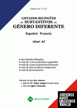 LISTADOS BILINGUES DE SUSTANTIVOS DE GENERO DIFERENTE ESPAÑOL-FRANCES NIVEL A2
