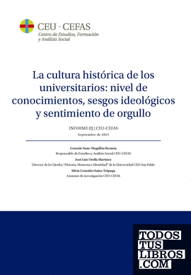 La cultura histórica de los universitarios: nivel de conocimientos, sesgos ideológicos y sentimiento de orgullo. Informe nº3. Septiembre de 2023