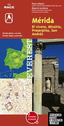 Mérida, El Vivero, Miralrío, Proserpina y San Andrés. Plano callejero y mapa de carreteras