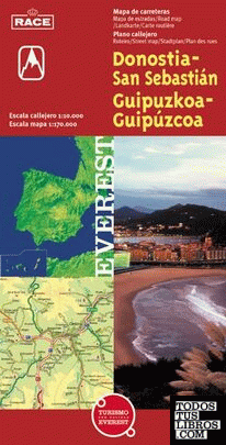 Donostia-San Sebastián//Gipuzkoa-Guipúzcoa. Plano callejero y mapa de carreteras