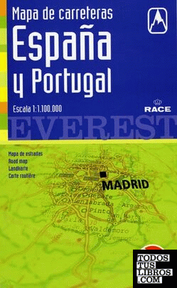 Mapa de carreteras de España y Portugal. 1:1.100.000