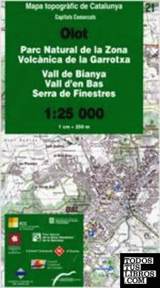 Mapa topogràfic de Catalunya 1:25 0000. Capitals Comarcals. Olot. Parc Natural de la Zona Volcànica de la Garrotxa. Vall de Bianya. Vall d'en Bas. Ser
