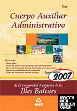 Cuerpo Auxiliar Administrativo, Comunidad Autónoma de las Illes Balears. Test