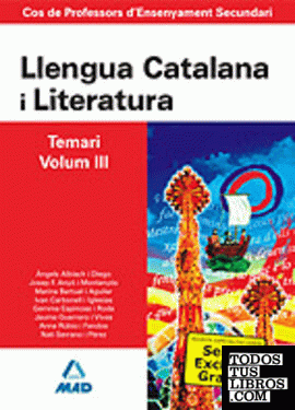 Cos de professors d`ensenyament secundari. Llengua catalana y literatura. Temari