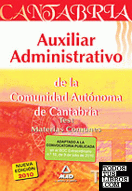 Auxiliar  administrativo de la comunidad autónoma de cantabria. Test  materias c