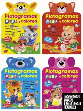 Pictogramas - Pega y colorea (4 títulos)