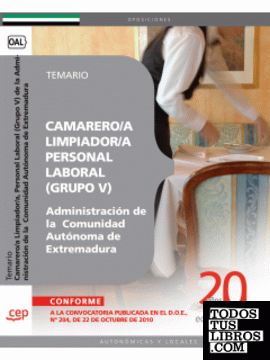 Camarero/a Limpiador/a, Personal Laboral (Grupo V) de la Administración de la  Comunidad Autónoma de Extremadura. Temario