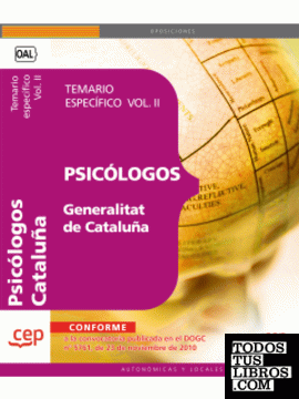 Psicólogos de la Generalitat de Cataluña. Temario específico  Vol. II.