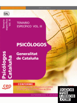 Psicólogos de la Generalitat de Cataluña. Temario específico  Vol. III.