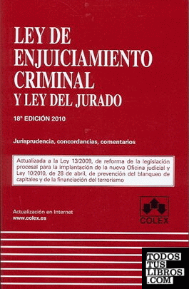 Ley de enjuiciamiento criminal 18ª ed