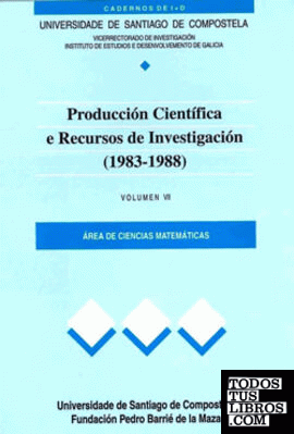 Producción científica e recursos de investigación (1983-1988) VII