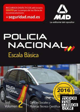 Policía Nacional Escala Básica. Test volumen 2