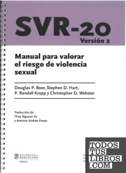 SVR-20 . MANUAL PARA VALORAR EL RIESGO DE VIOLENCIA NSEXUAL