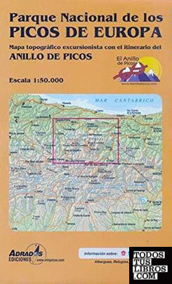 Parque Nacional de los Picos de Europa. Mapa topográfico excursionista