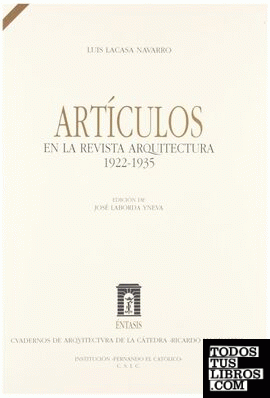 ARTÍCULOS EN LA REVISTA ARQUITECTURA 1922-1935