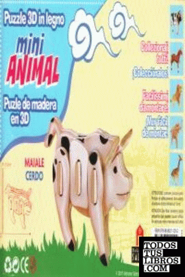 CERDO MINI ANIMAL PUZLE DE MADERA EN 3D