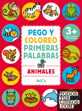 Animales - Pego y coloreo Primeras palabras